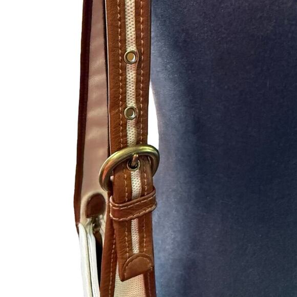 Fossil Linen Crossbody Purse Outside Pocket Very Clean Inside and Out - Picture 3 of 9